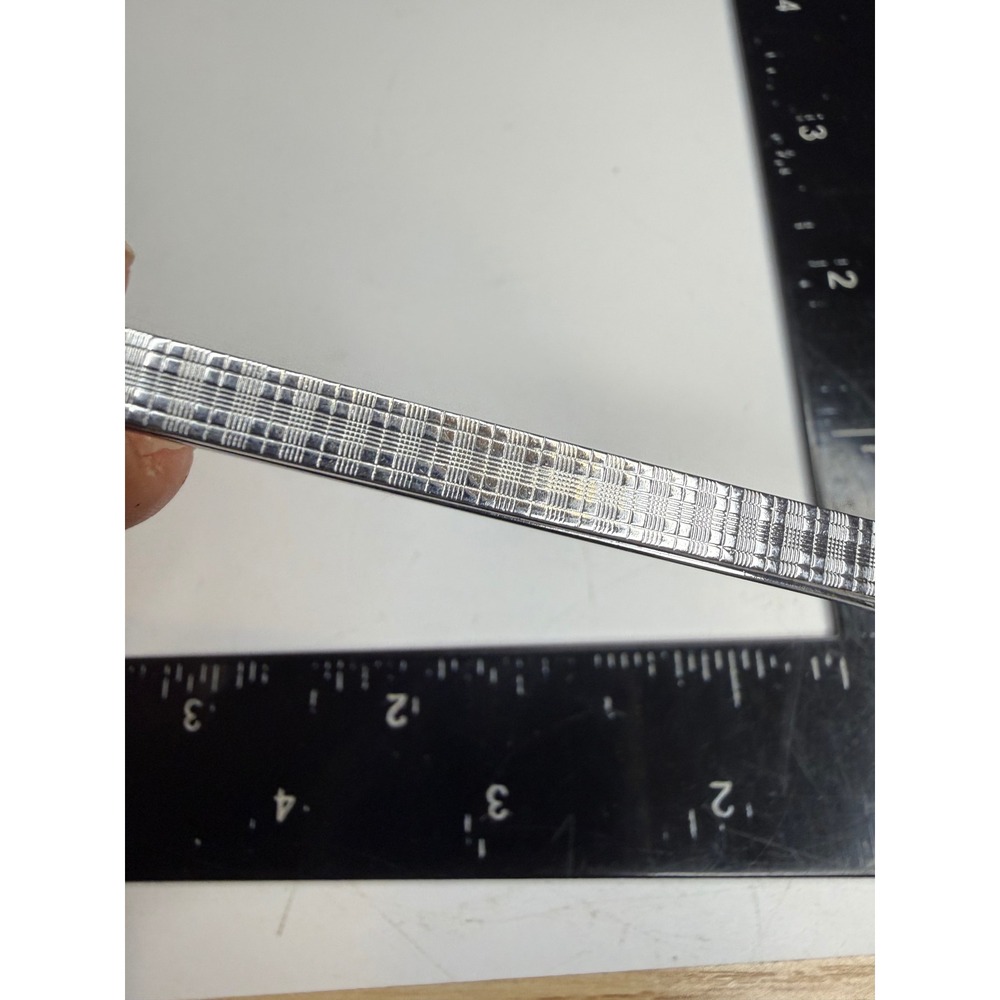 Silver Tone Textured Grid Pattern Tie Bar Slide Clip 2.5 Inch